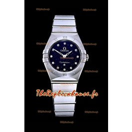 Omega Constellation Ladies Swiss Quartz Réplique 1:1 Miroir - Boîtier en acier avec cadran noir étoilé 