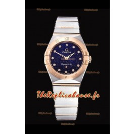 Omega Constellation Ladies Swiss Quartz Réplique 1:1 Miroir - Boîtier bicolore en cadran noir étoilé 