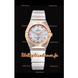 Omega Constellation Ladies Swiss Quartz Réplique 1:1 Miroir - Boîtier bicolore avec cadran blanc nacré