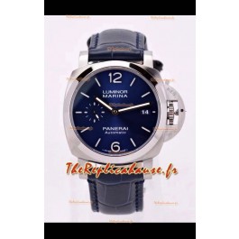 Panerai Luminor PAM01393 Automatic Cadran Bleu 42MM 1:1 Qualité Miroir - 904L Acier dans un Bracelet en Cuir