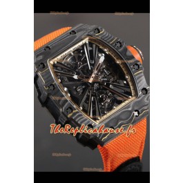 Richard Mille RM12-01 Boîtier en fibre de carbone Mouvement Tourbillon Authentique Réplique Montres Miroir 1:1