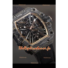 Richard Mille RM12-01 Boîtier en fibre de carbone Mouvement Tourbillon Authentique Réplique Montres Miroir 1:1