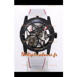 Roger Dubuis Excalibur Spider Flying Tourbillon Squelette Boîtier Carbone 42MM 1:1 Miroir Montre Suisse