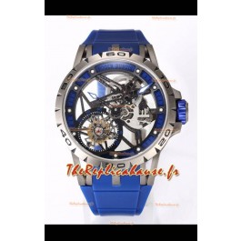 Roger Dubuis Excalibur Spider Flying Tourbillon Squelette Boîtier Titane 45MM 1:1 Miroir Montre Suisse