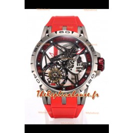 Roger Dubuis Excalibur Spider Flying Tourbillon Squelette Boîtier Titane 45MM 1:1 Miroir Montre Suisse