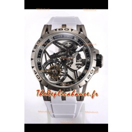 Roger Dubuis Excalibur Spider Flying Tourbillon Squelette Titanium Boîtier 45MM 1:1 Miroir Montre Suisse
