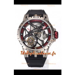 Roger Dubuis Excalibur Spider Flying Tourbillon Squelette Boîtier Titane 45MM 1:1 Miroir Montre Suisse