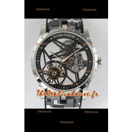 Roger Dubuis Excalibur Spider Flying Tourbillon Squelette Boîtier Acier 42MM 1:1 Miroir Montre Suisse