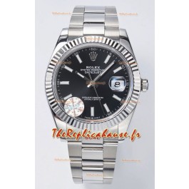 Rolex Datejust Cal.3235 Mouvement Montre Suisse Réplique 1:1 Miroir 904L Acier 41MM - Cadran noir 