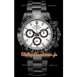 Rolex Daytona Blaken 1:1 Réplique Miroir Suisse Cadran Blanc Mouvement Cal.4130 (AVEC BOÎTE) 