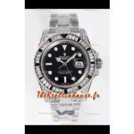 Montre suisse Rolex GMT Masters II Diamants en boîtier 904L - qualité miroir 1:1