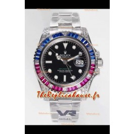 Rolex GMT Masters II Diamants Montre suisse en boîtier 904L - 1:1 Qualité Miroir