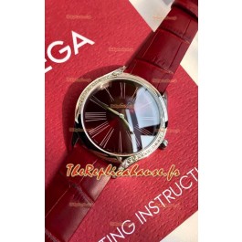 Omega De Ville Tresor Edition Montre Suisse à Quartz 36MM Boîtier Acier Cadran Rouge