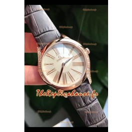 Omega De Ville Tresor Edition Montre Suisse à Quartz 36MM Boîtier Or Rose Cadran Blanc