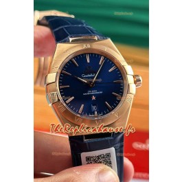 Omega Co-Axial Constellation 39MM Cadran or rose bleu Réplique miroir 1:1