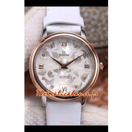 Omega De Ville Cadran Floral Mouvement à Quartz Suisse dans un boîtier deux tons - Cadran Acier