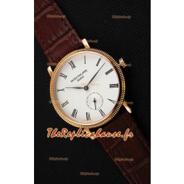 Montre Patek Philippe Calatrava Homme Japonaise Boîtier Jaune Or avec Bracelet Marron