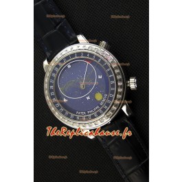Montre Patek Philippe Grand Complication 6102P Suisse Celestial Moon Age Cadran bleu Répliquée 