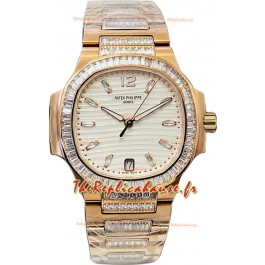 Patek Philippe Nautilus 7118R 35MM Cadran en or rose blanc Réplique miroir 1:1