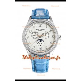 Patek Philippe Complications 4948G Quantième Annuel Phase de Lune Cadran Blanc Or Blanc Réplique Suisse 