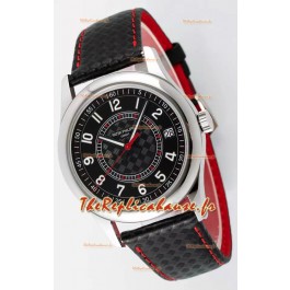 Patek Philippe Calatrava 6007 Cadran noir Aiguilles rouges Boîtier acier 904L Montre réplique 1:1