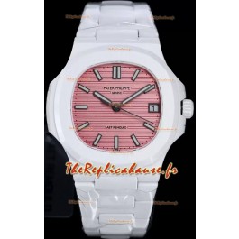 Patek Philippe Nautilus 5711 AET remoulé Edition Céramique Blanche Cadran Rose Suisse Réplique Montre