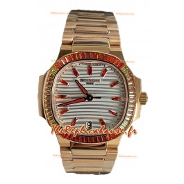 Patek Philippe Nautilus 7118R 35MM 1:1 Boîtier en or rose Cadran blanc Montre réplique 1:1