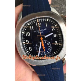 Patek Philippe Aquanaut 5968 Chronograph avec boîtier en acier Montre à cadran bleu avec mouvement automatique suisse