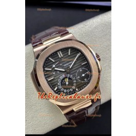 Patek Philippe Nautilus 5712/R Réplique montre suisse de qualité 1:1, cadran marron, bracelet cuir 