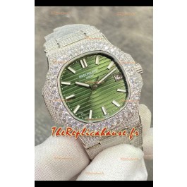 Patek Philippe Super Clone Nautilus 5711/1A-014 Édition sertie de diamants Cadran vert