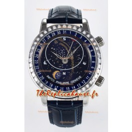 Patek Philippe 6104 Montre Grandes Complications Superclone en acier inoxydable - lunette diamants 