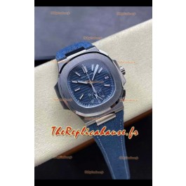 Patek Philippe Nautilus 5980/60G-001 Boîtier acier 904L, cadran bleu, bracelet tissu - Réplique 1:1 