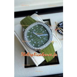 Patek Philippe Aquanaut 5267 Réplique Suisse Cadran Vert en Acier inoxydable Lunette Diamants 38.5MM