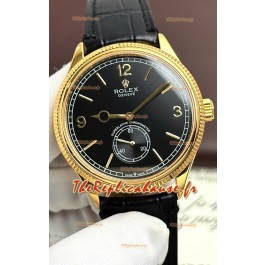 Réplique de montre Rolex 1908 Perpetuelle à mouvement suisse, boîtier en or rose et cadran noir