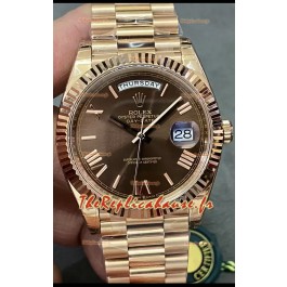 Rolex Day Date Presidential Montre en or rose 18 carats 40MM - Cadran marron Miroir 1:1