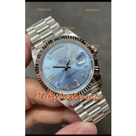 Rolex Day Date Presidential Montre en acier inoxydable ICE cadran bleu 40MM - Qualité miroir 1:1