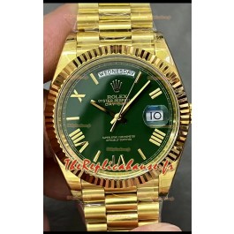 Rolex Day Date Presidential Montre en or jaune 18K 40MM - Cadran vert Qualité miroir 1:1