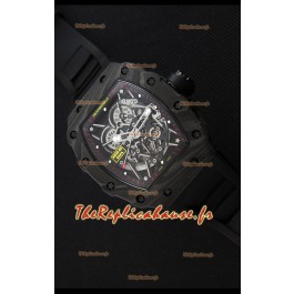 Montre Richard Mille RM35-2 Rafael Nadal Etui en Carbone Forgé avec Bracelet en caoutchouc noir