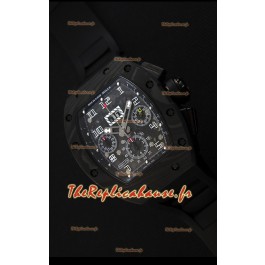Montre Richard Mille RM011-FM Felipe Massa Boîtier monobloc en carbone noir forgé avec Bracelet Noir