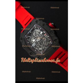 Montre Richard Mille RM35-2 Rafael Nadal Etui en Carbone Forgé avec Bracelet rouge
