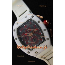 Montre Richard Mille RM011-FM Felipe Massa Étui en céramique blanc d’une seule pièce avec Bracelet blanc