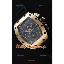 Montre Richard Mille RM011-FM Felipe Massa Boîtier en titane plaqué or rose avec Bracelet Noir