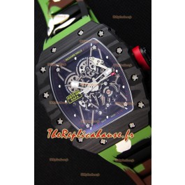Richard Mille RM35-02 Rafael Nadal Boîtier forgé carbone avec bracelet de camouflage en caoutchouc 