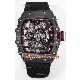 Richard Mille RM38-02 Boîtier carbone Bubba Watson Noir Nylon Mouvement Tourbillon Réplique miroir 1:1 