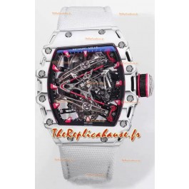 Richard Mille RM38-02 Boitier carbone Bubba Watson Mouvement Tourbillon Nylon Blanc Réplique miroir à l'échelle 1:1