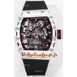Richard Mille RM38-02 Carbone blanc Bubba Watson Caoutchouc noir Mouvement Tourbillon Réplique miroir 1:1