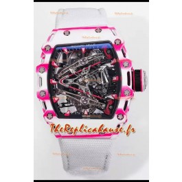 Richard Mille RM38-02 Carbone blanc/rose Bubba Watson Mouvement Tourbillon Nylon blanc Réplique miroir 1:1