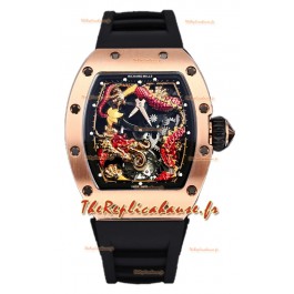 Montre Richard Mille RM057 en or rose avec cadran en forme de dragon et mouvement automatique suisse