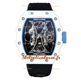 Richard Mille RM53-01 Pablo Mac Donough Boîtier TPT blanc Bracelet Nylon noir Montre Suisse Réplique