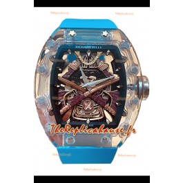 Richard Mille RM047 Samurai Tourbillon Véritable Montre en Boîtier Saphir Bracelet Bleu